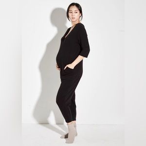 Nothing Fits But Angora Gauze Knit Maternity Jumpsuit in Black